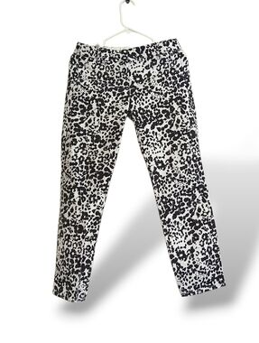 J. Crew Black White Leopard-Print Skinny Pants Animal Party Festival Fun Neutral